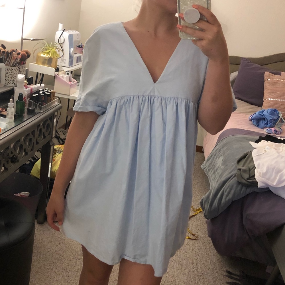 Zara Chambray Babydoll Romper Dress